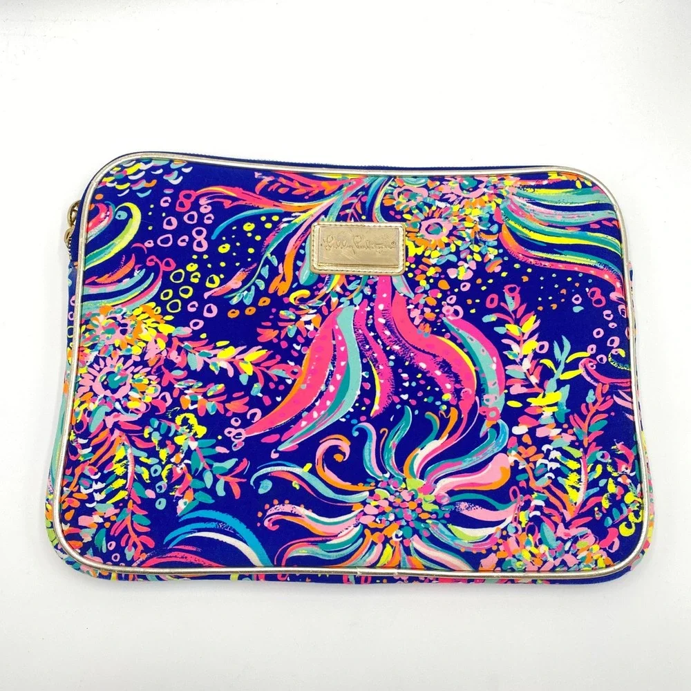Lilly Pulitzer Multicolor Floral Laptop Sleeve - Navy, Pink, Yellow, Turquoise